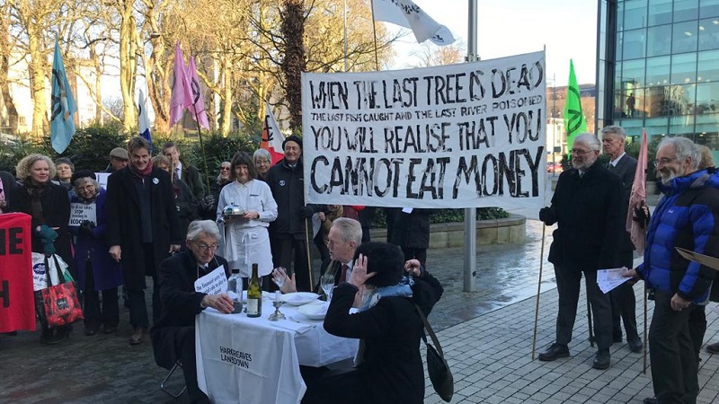 Extinction Rebellion targets Hargreaves with mock banquet