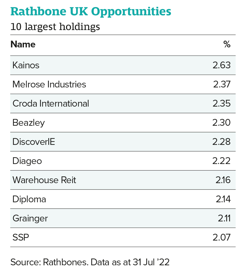 Rathbones UK Opportunities fund top 10 holdings