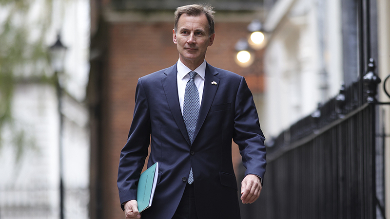 The Chancellor of the Exchequer Jeremy Hunt leaves 11 Downing Street to deliver his Autumn Statement to parliament