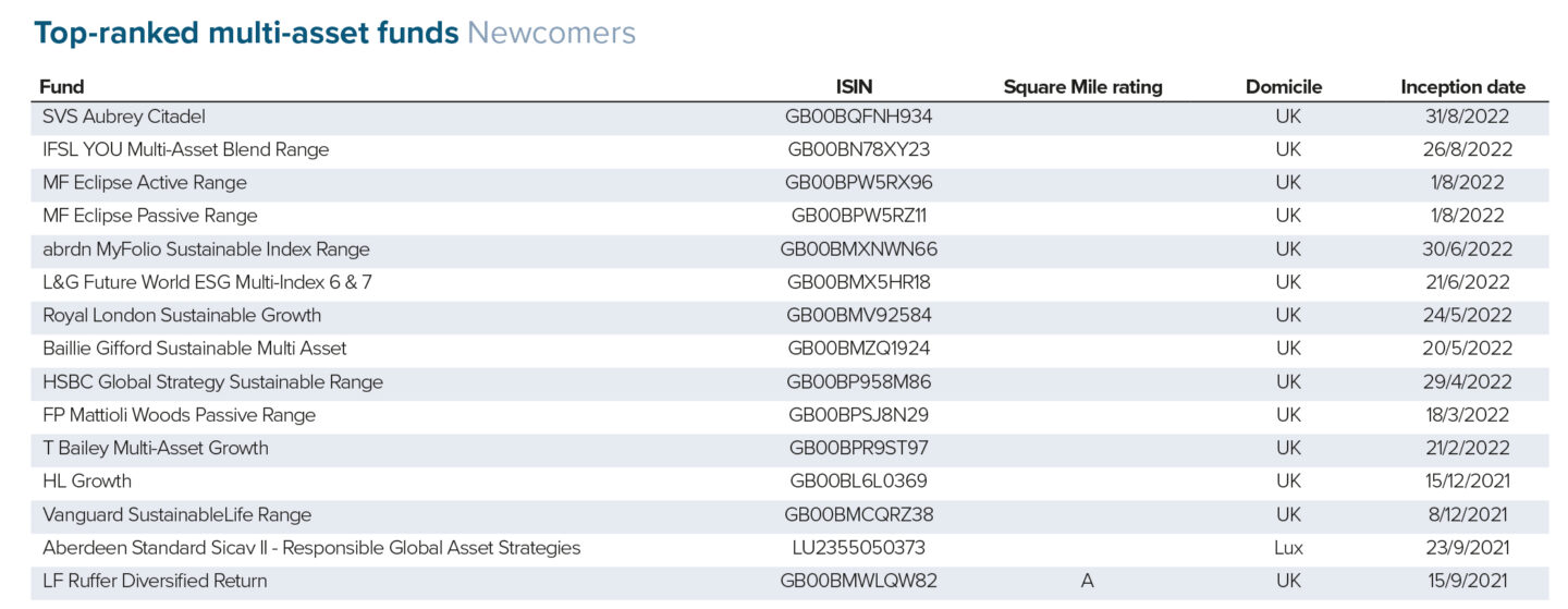 Top-ranked multi-asset funds newcomers November 2022