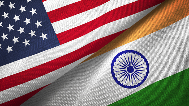 India and United States flags together