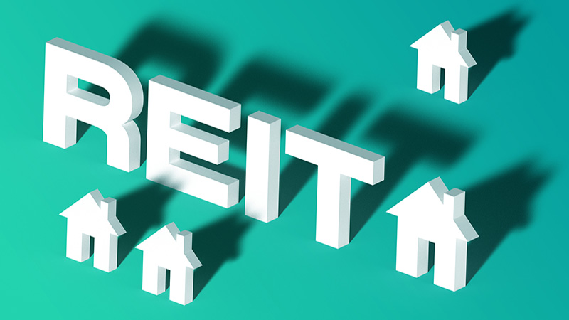 REITs real estate investment trust investing home housing houses 3d background.