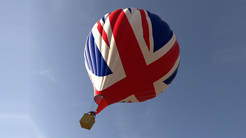 A Hot Air Balloon with a Union Jack pattern.