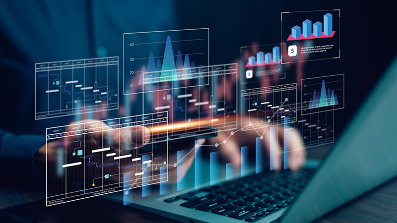 Analytics and Data Management Systems. Business Analytics and Data Management Systems to make reports with KPI and metrics connected to the database for technology finance