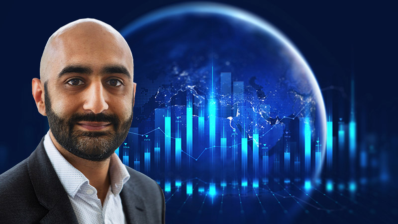Ajay Vaid against a backdrop of Global Business Investment finance chart,stock market business and exchange financial growth graph. https://earthobservatory.nasa.gov/features/NightLights