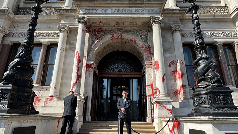 J.P. Morgan office vandalized by protesters