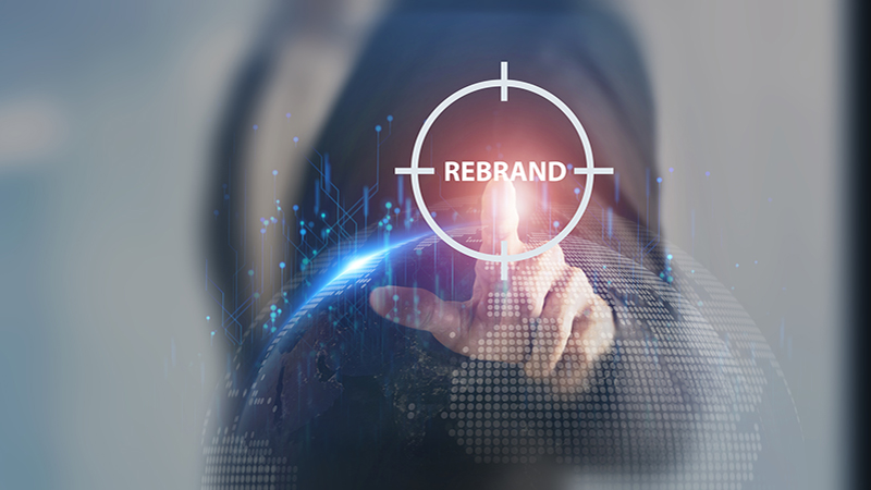 Rebranding strategy concept. Marketing and brand management. Rethinks marketing strategy with a new name, logo, or design, the intention of developing a new. Refreshing the look and feel of brand.