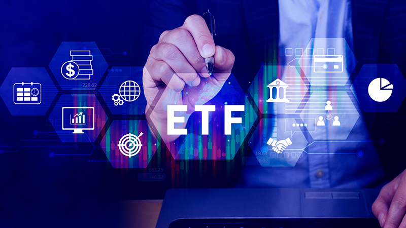 ETF investment concept, Exchange Traded Fund, ETF stock options and stock market index fund, Growing Wealth in the Financial Market.