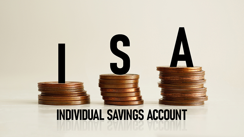 ISA individual savings account is shown as business and financial concept.
